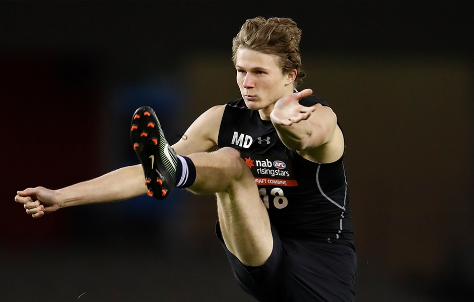 webdraftcombinedraft2018lions.jpg Xavier Duursma completes a goal kicking test during the AFL Draft Combine. - Brisbane Lions